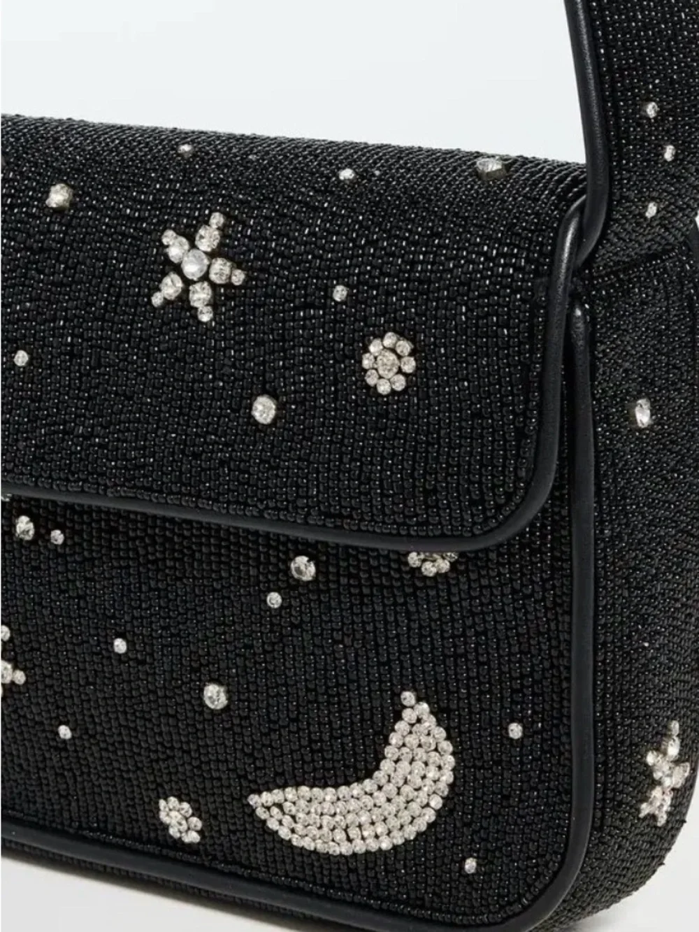 STAUD Black Beaded Celestial Shoulder Bag